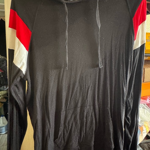 Pink Rose Black Garment with Red and Gold Stripes size small - Picture 1 of 2